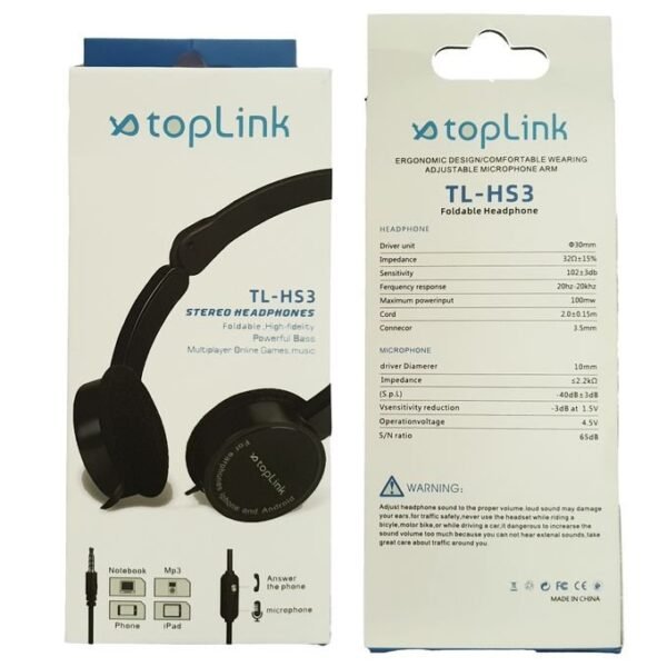 TOPLINK Casque Micro TopLink - HS3 - Aux - Noir – Image 2